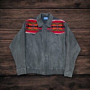Pendleton High Grade Western Wear Cowboy Aztec Wool Denim Jacket Vintage Medium